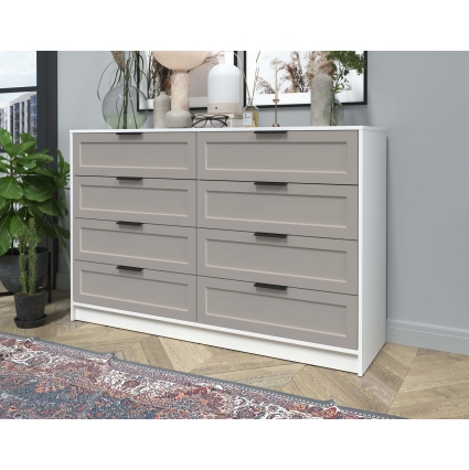 Kомод Тренд КТ-К157 (Белый платинум ЛДСП/ Луна ЛМДФ) Ш1565 В1020 Г451